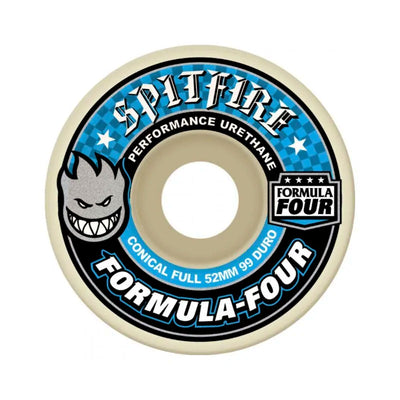Spitfire Formula Four Conical Full Blue Skateboard Wheels - 99a - Wake2o