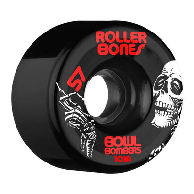 RollerBones Bowl Bomber 57mm/101a Wheels - Black x8 - Roller Skate Wheels - Wake2o