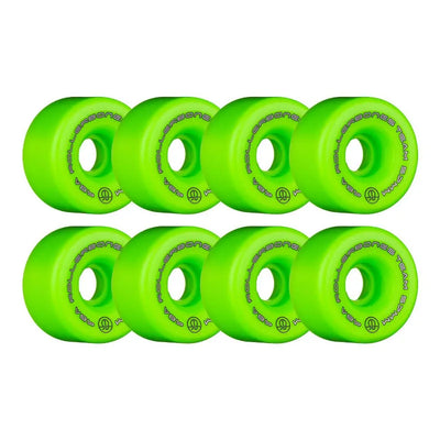 RollerBones Team Logo Wheels - Green x8 - Roller Skate Wheels - Wake2o