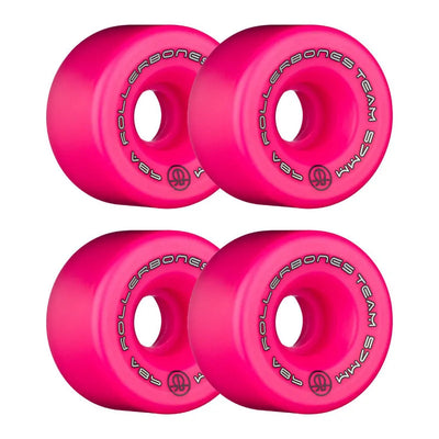RollerBones Team Logo Wheels - Pink x8 - Roller Skate Wheels - Wake2o