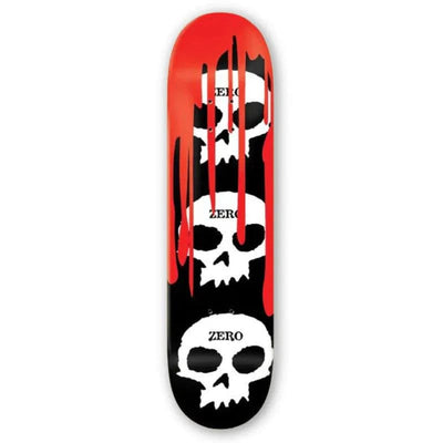 Zero Skateboard Deck - 3 Skull Black White Red 8.25 - Wake2o