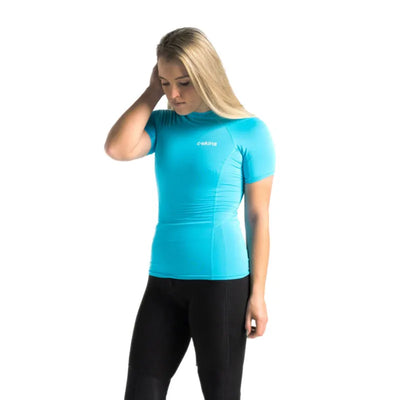 C-Skins UV Skin Basic Women's Short Sleeve Vest - Ocean Blue - Wake2o