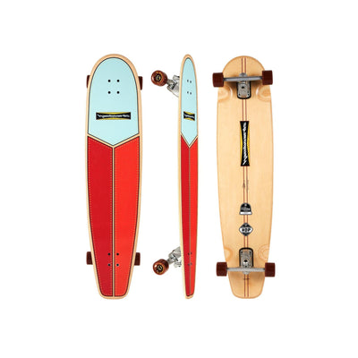 Hamboards - 45" The Huntington Hop - Light Blue/Orange/Red Surfskate - Wake2o