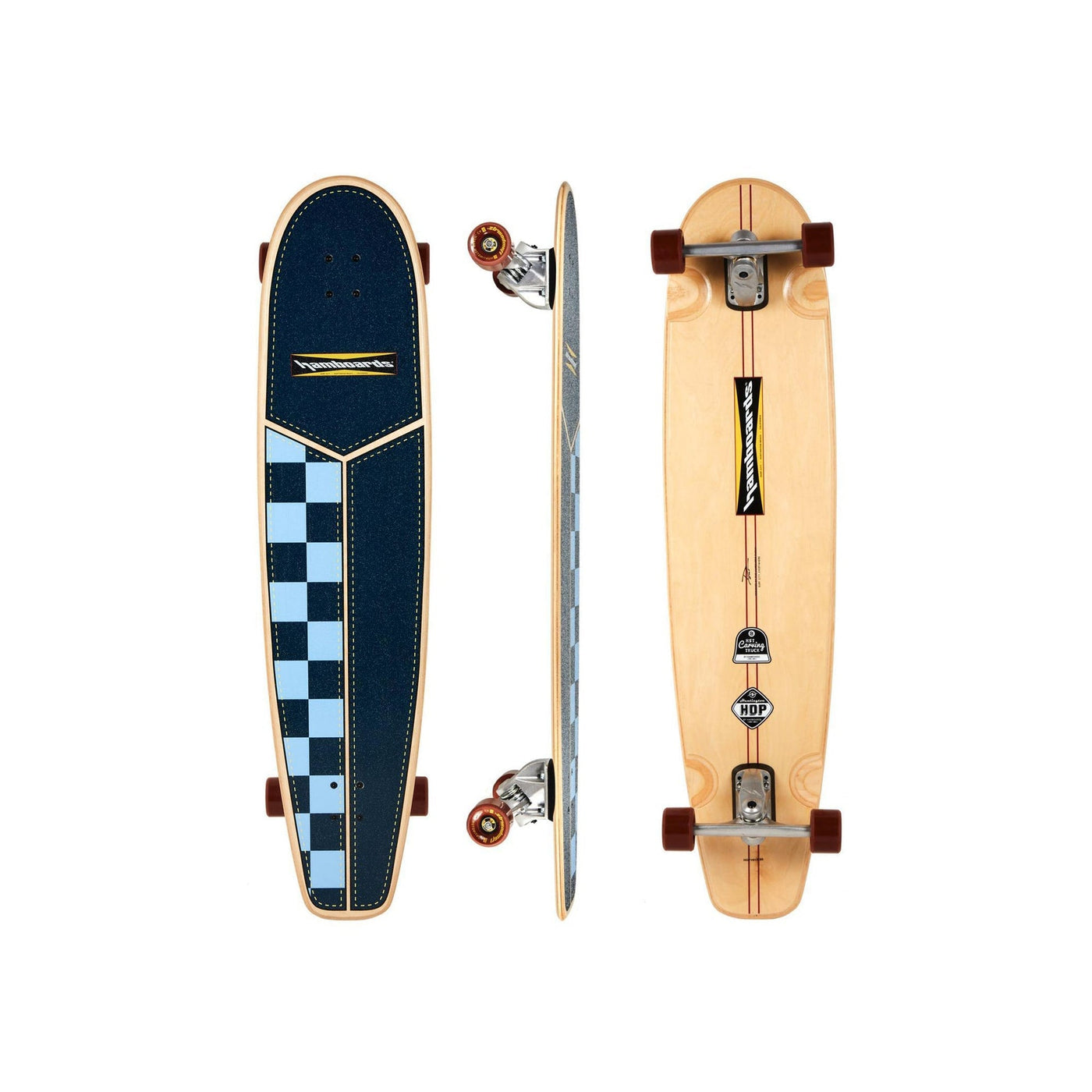 Hamboards - 45" The Huntington Hop - Navy/Light Blue Checkers Surfskate - Wake2o