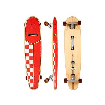 Hamboards - 45" The Huntington Hop - Orange/White Checkers - Surfskate - Wake2o Surf Cruiser