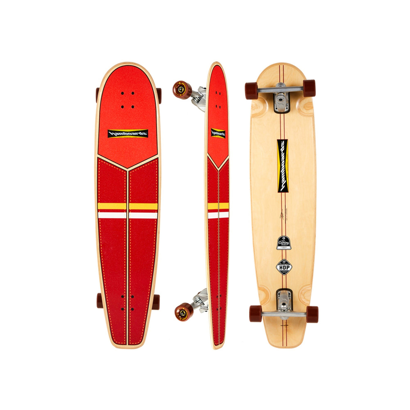 Hamboards - 45" The Huntington Hop - Red/Orange/Yellow/White - Surf Cruiser surfskate - Wake2o