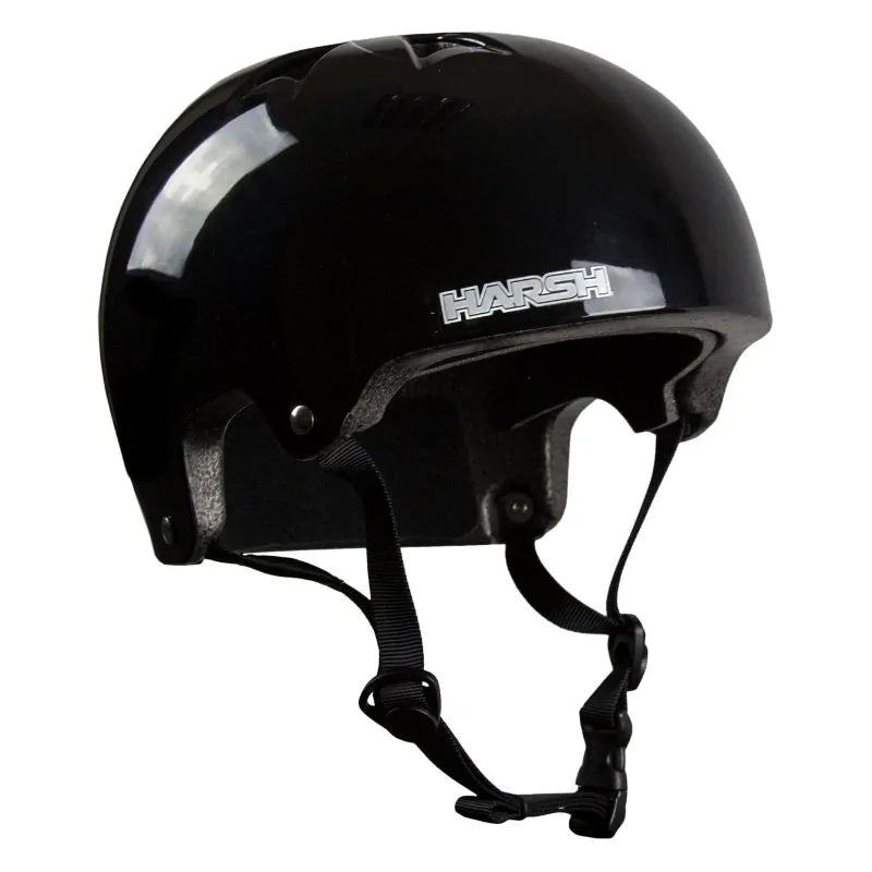 Harsh Pro EPS Skateboard Helmet In Black Gloss - Shrewsbury Skateboard Shop - Wake2o UK