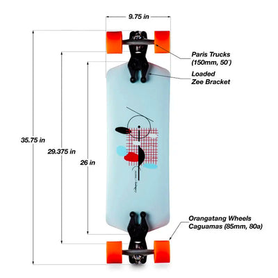 Loaded Tangent Caguama Longboard Complete - Paired With Loaded Zee Brackets, Paris Trucks and Orangatang Caguama Wheels - Shrewsbury Skateboard Shop - Wake2o