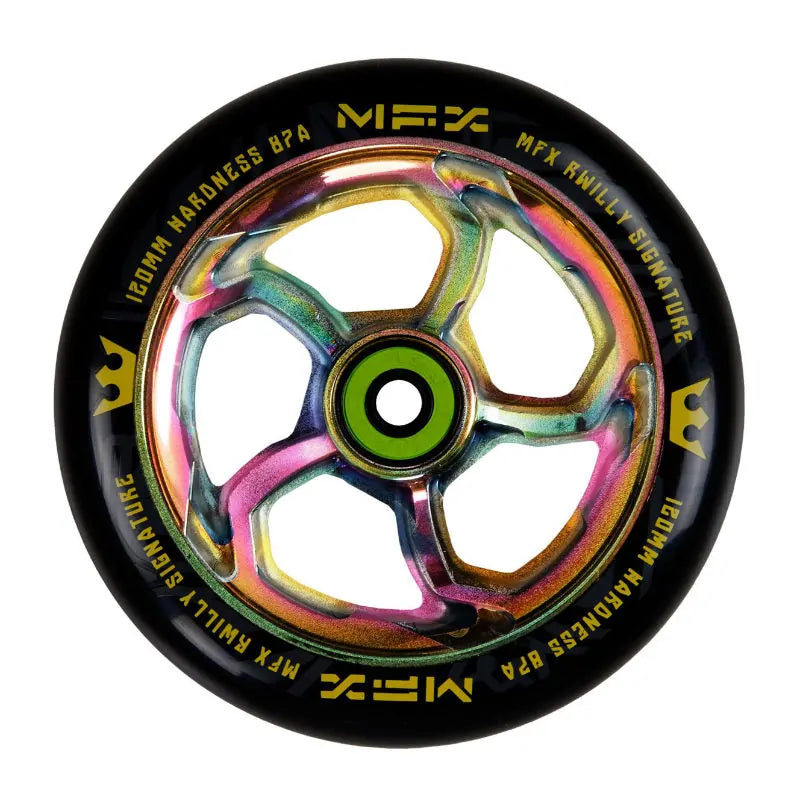 MGP MFX R Willy Hurricane Signature 120mm Scooter Wheels - Neo chrome - Buy Best Cheap Stunt Scooters Online At Wake2o.co.uk