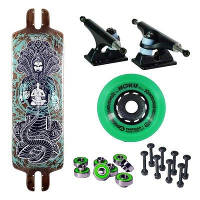 Pantheon Pranayama Patanjali Longboard Complete Paired With Pantheon 102mm Hoku Wheels and Stylus 149mm Trucks - Shrewsbury Skateboard Shop - Wake2o