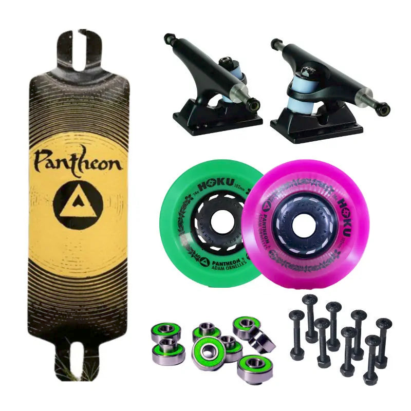 Pantheon Pranayama Gong Longboard Complete - Paired With Pantheon Hoku 102mm Longboard Wheels and 149mm Stylus Trucks - Shrewsbury Longboard Shop - Wake2o