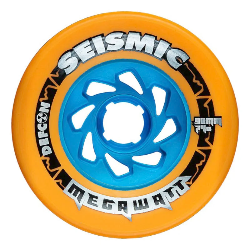 Seismic Megawatt 90mm 74a Mango Defcon Longboard Wheels - The Best Long Distance Push Wheels - Shrewsbury Longboard Shop