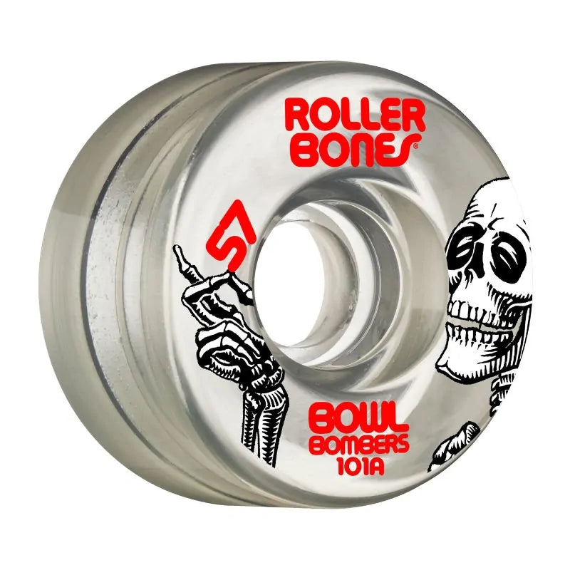 RollerBones Bowl Bomber Wheels - Clear - 57mm/101a - Roller Skate Wheels - Wake2o