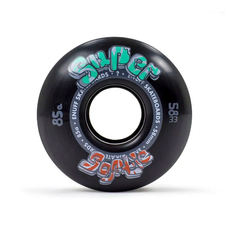 Shop Enuff Super Softies Skateboard Wheels 58mm Black - Wake2o