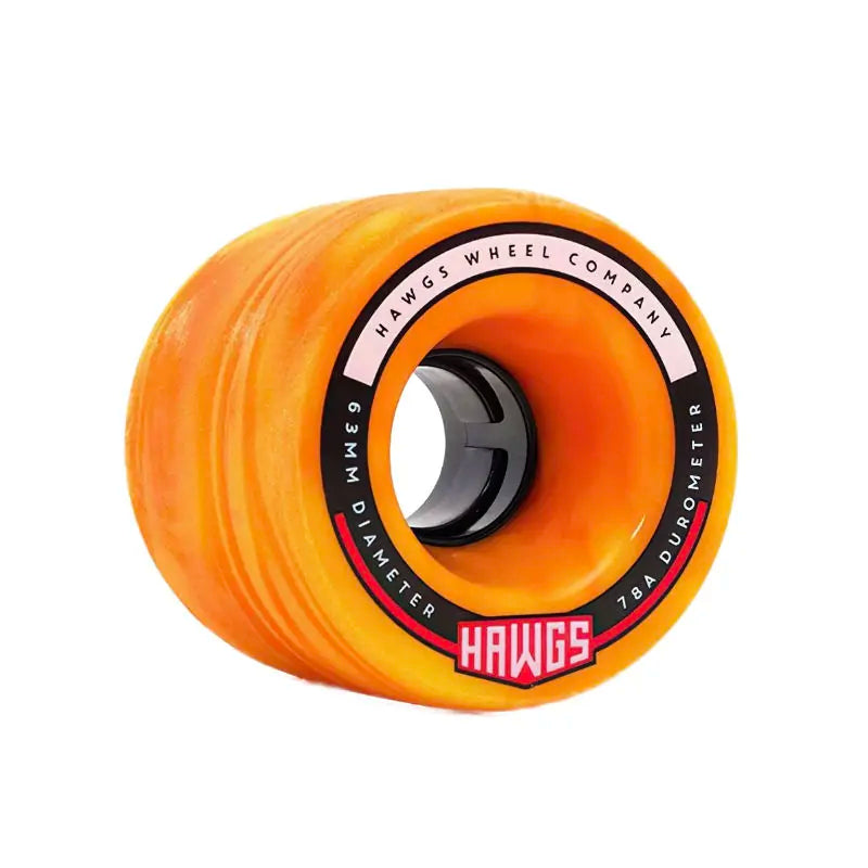 Hawgs Fatty 63mm Longboard Wheels In Orange/Yellow Swirl - Shrewsbury Skateboard Shop - Wake2o