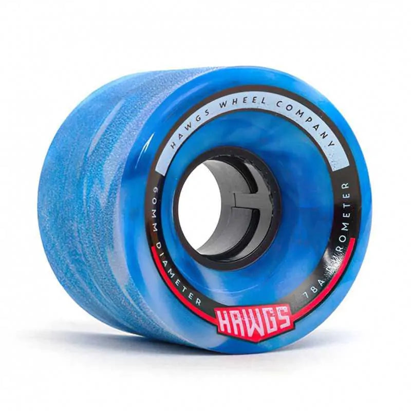 Hawgs Chubby 60mm Longboard Wheels In Blue/White Swirl - Shrewsbury Skateboard Shop - Wake2o