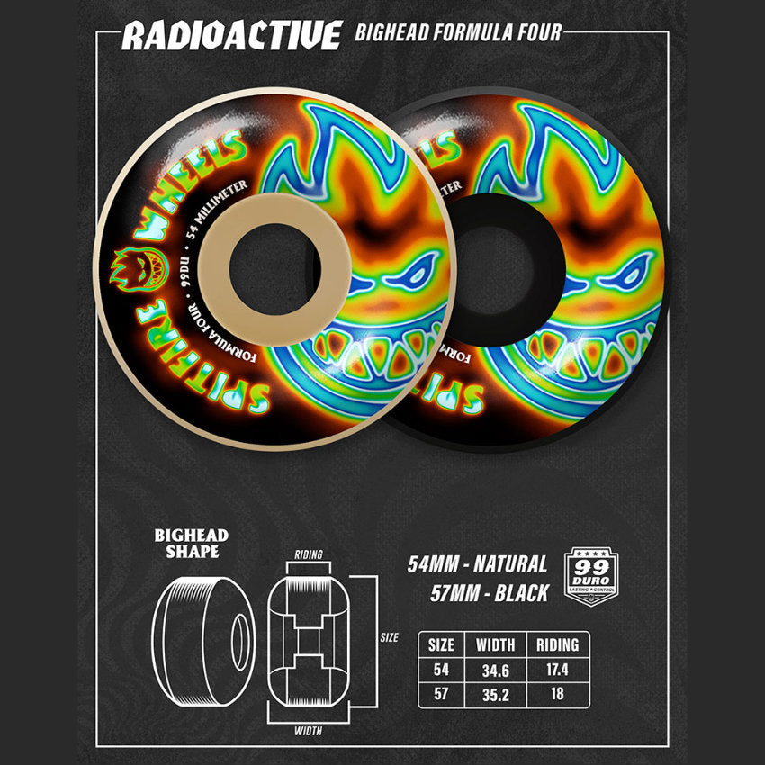 Spitfire Formula Four Radioactive Big Head Skateboard Wheels - Wake2o