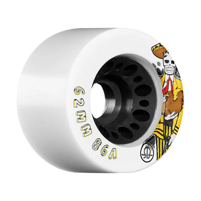 RollerBones Day of The Dead Speed Series Wheels - 62mm 86a - White x 4 - Quad Skate Wheels - Wake2o