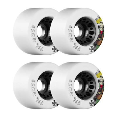 RollerBones Day of The Dead Speed Series Wheels - 62mm 96a - White x 4 - Quad Skate Wheels - Wake2o