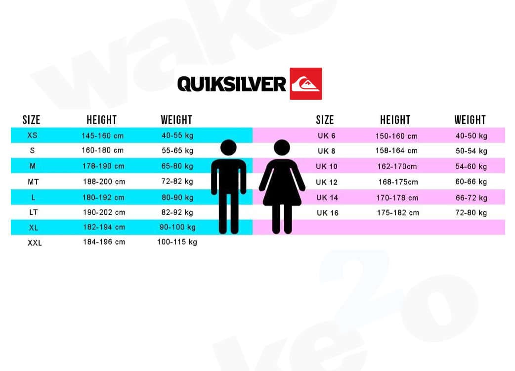 Quicksilver Wetsuit Size Chart - Wake2o