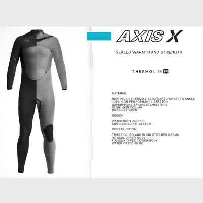 Xcel Axis 3/2 Back Zip GBS Mens Wetsuit - Black - Wake2o